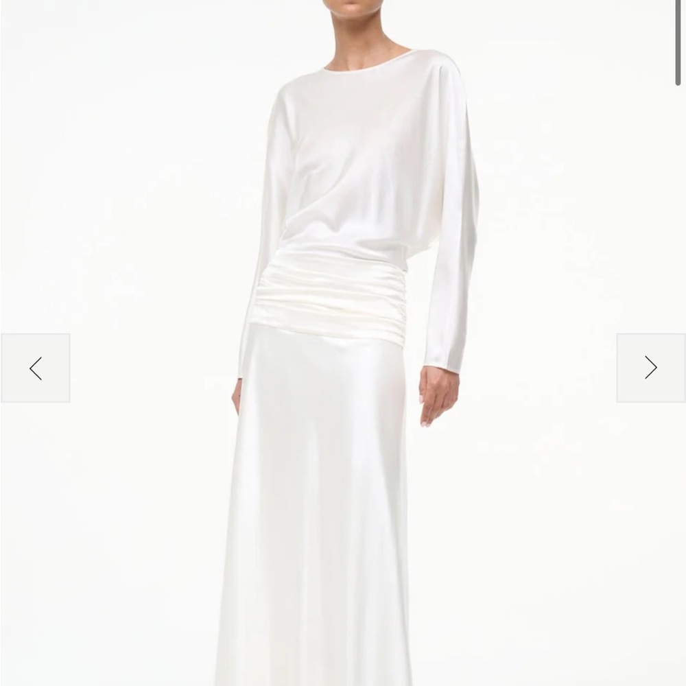 STAUD Freda Silk Dress Ivory